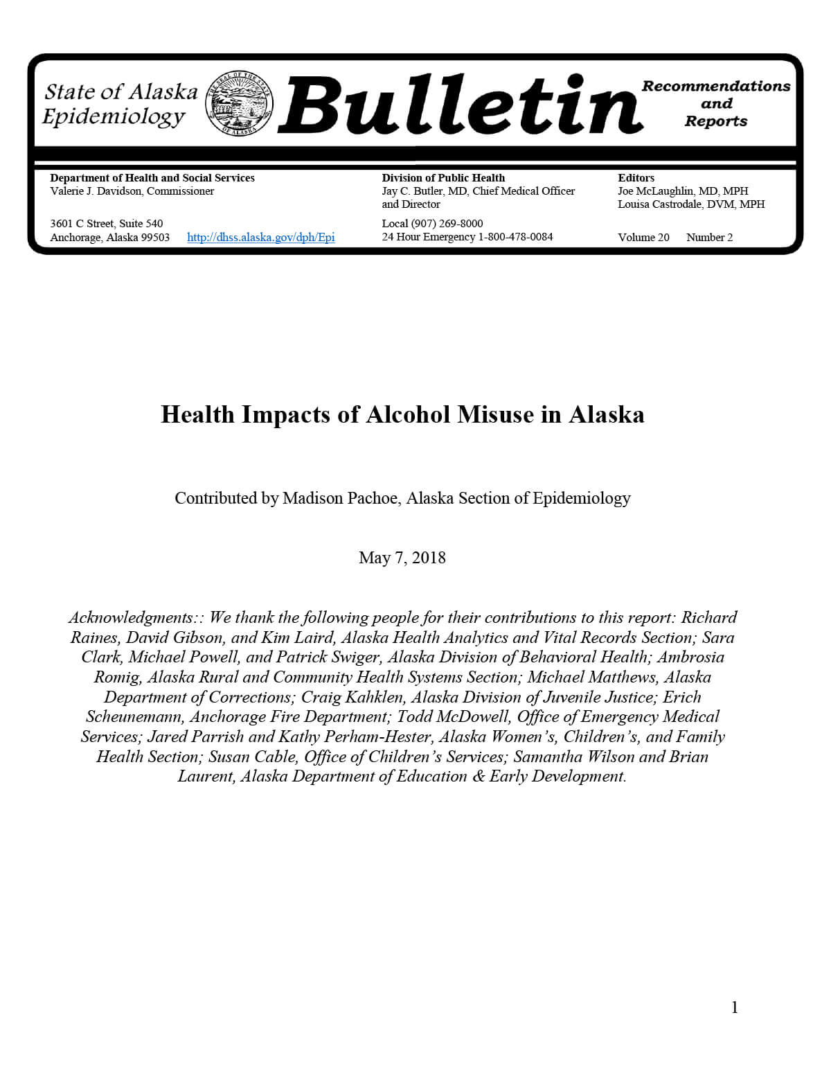 Health Impacts of Alcohol Misuse in Alaska - Alaska Section of Epidemiology